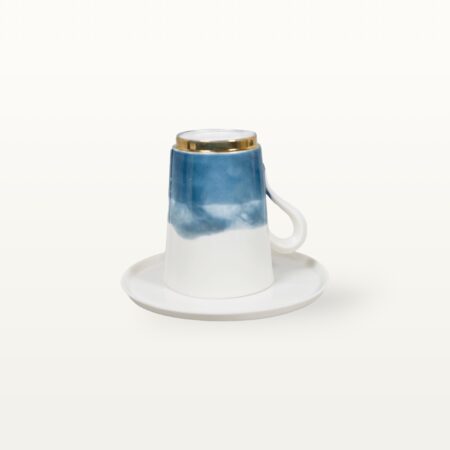 Mittlere Porzellantasse mit Untertasse - Blau – Bild 3