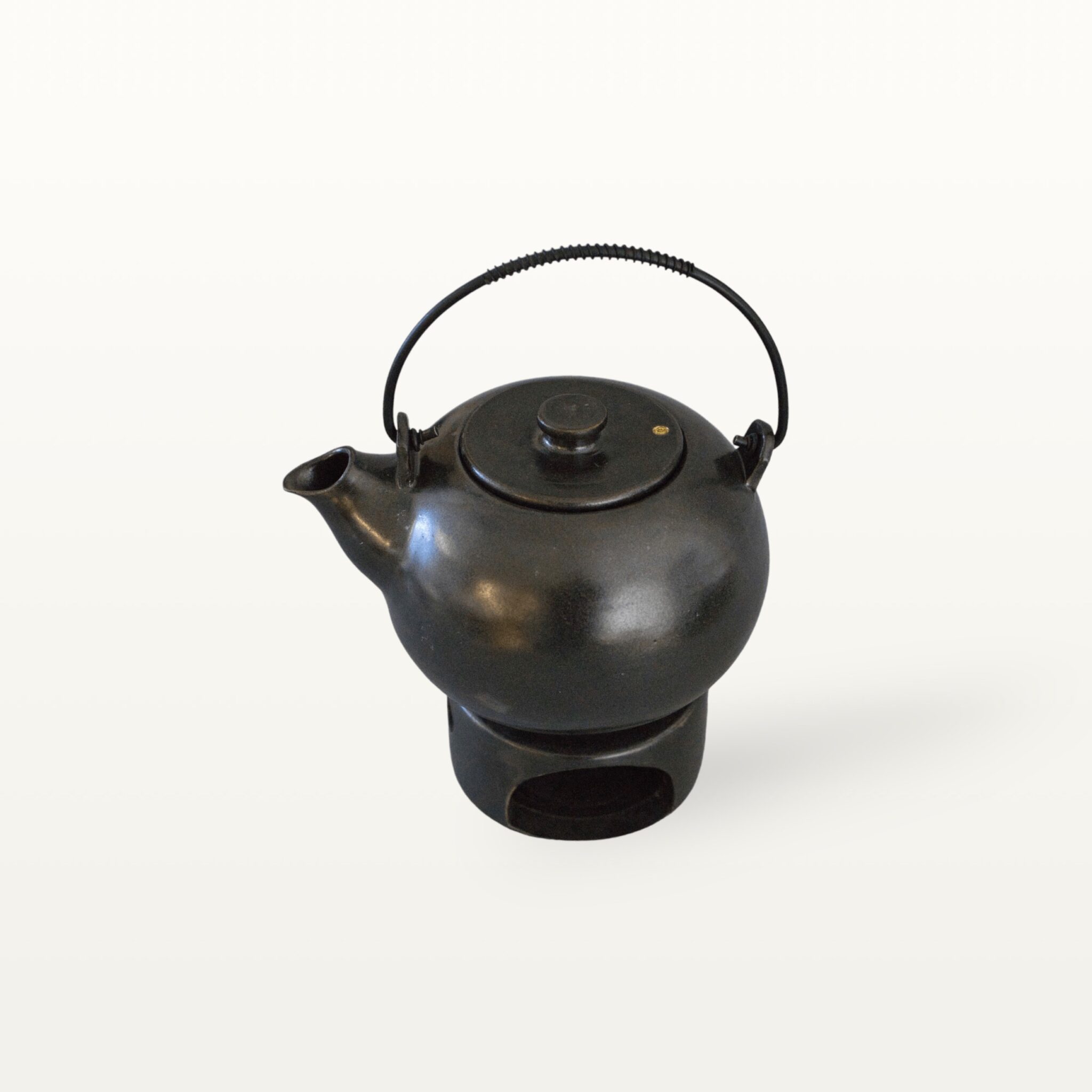 Schwarze, runde Teekanne aus Steinzeug mit Stövchen - Steinbrecher Set 5 Schwarze, runde Teekanne aus Steinzeug mit Stövchen - Steinbrecher Set – Bild 5