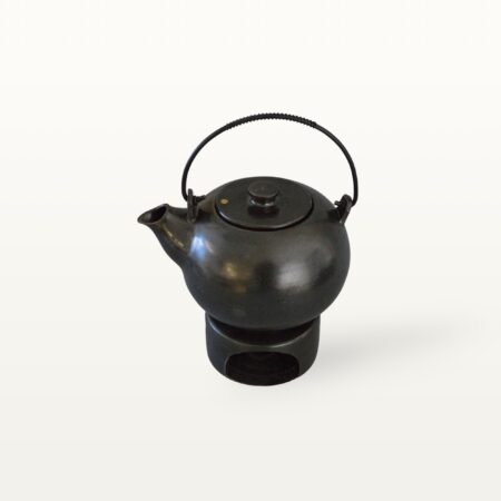 Schwarze, runde Teekanne aus Steinzeug mit Stövchen - Steinbrecher Set 8 Schwarze, runde Teekanne aus Steinzeug mit Stövchen - Steinbrecher Set – Bild 4