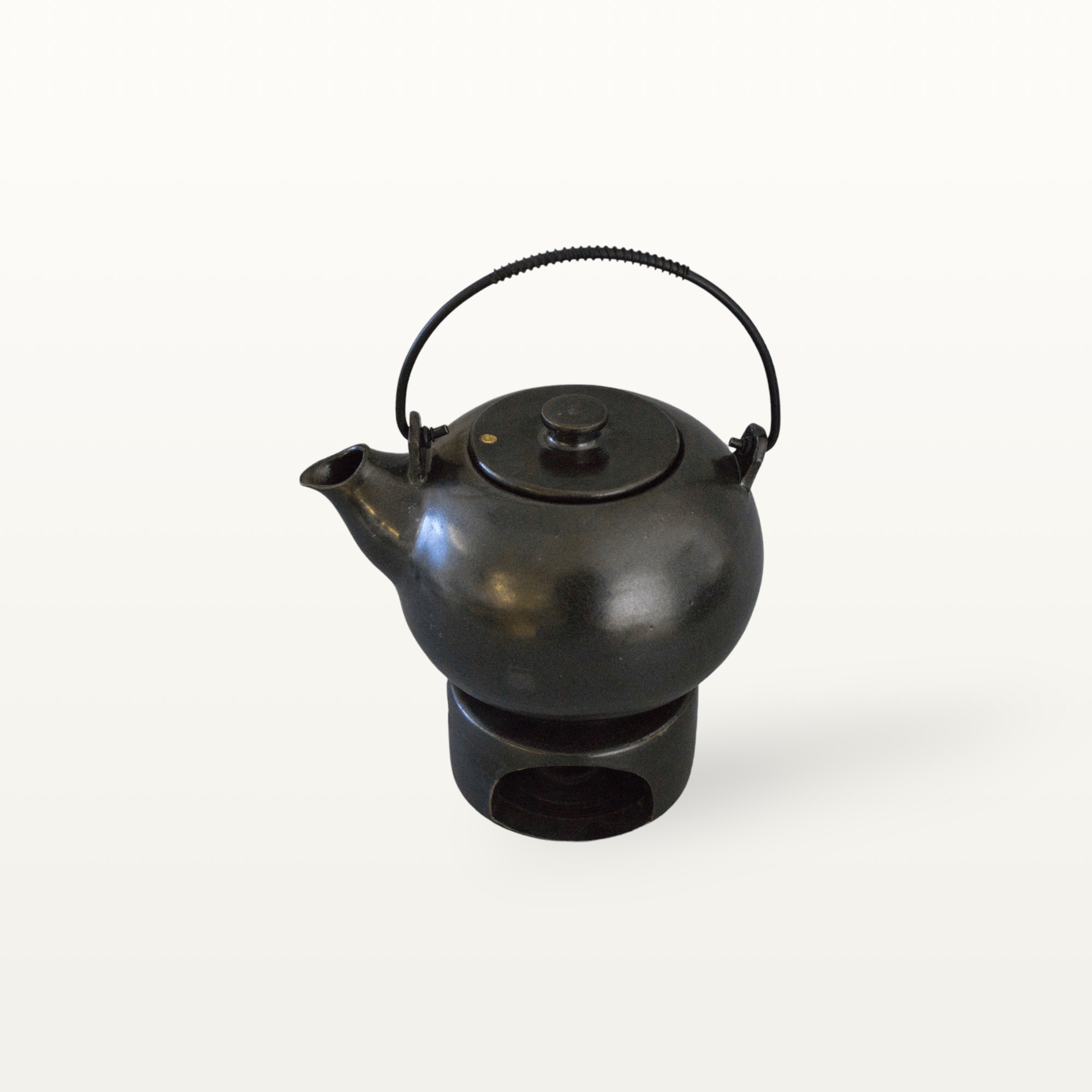 Schwarze, runde Teekanne aus Steinzeug mit Stövchen - Steinbrecher Set 4 Schwarze, runde Teekanne aus Steinzeug mit Stövchen - Steinbrecher Set – Bild 4