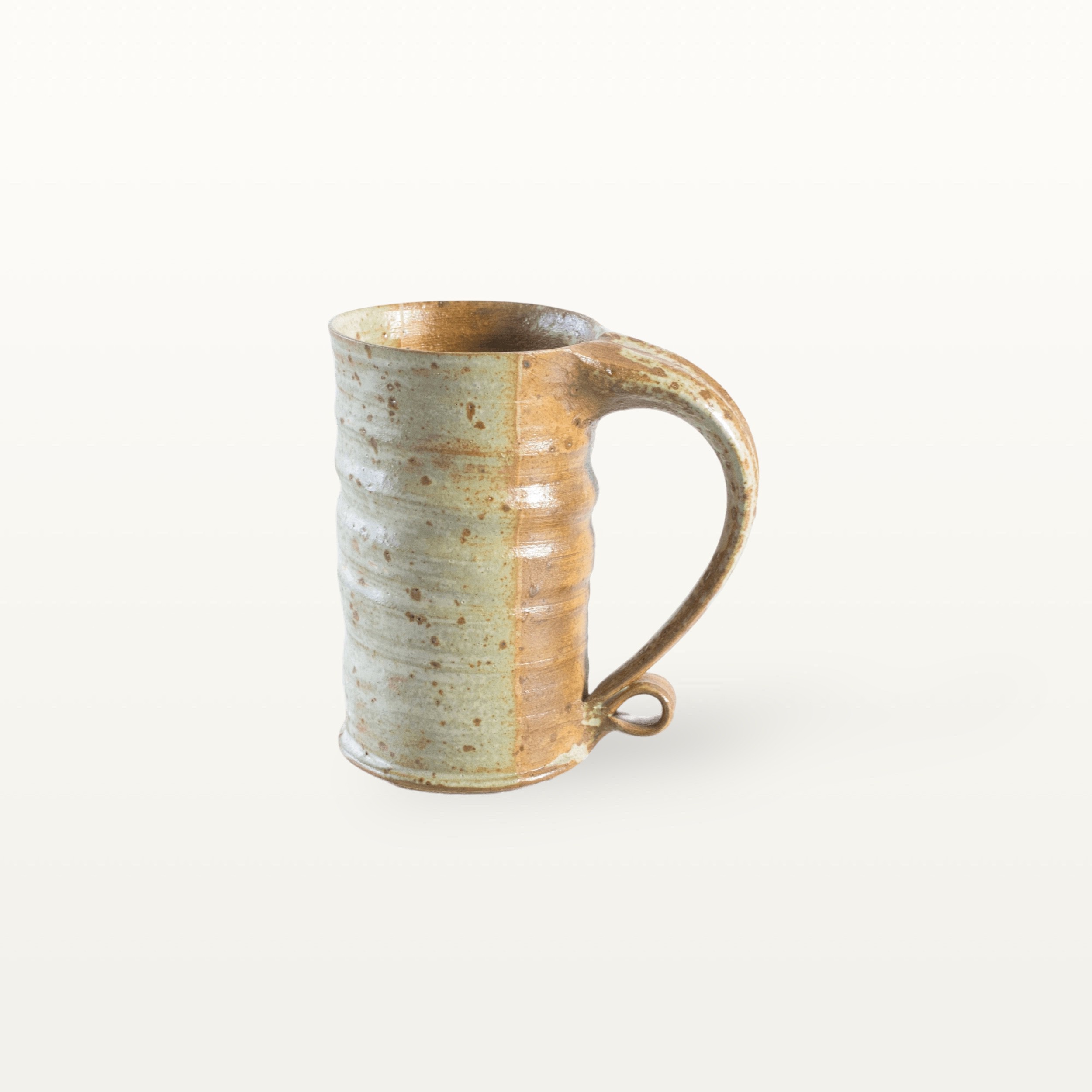 Gerade, hohe Keramiktasse - weiß und braun 1 Gerade, hohe Keramiktasse - weiß und braun