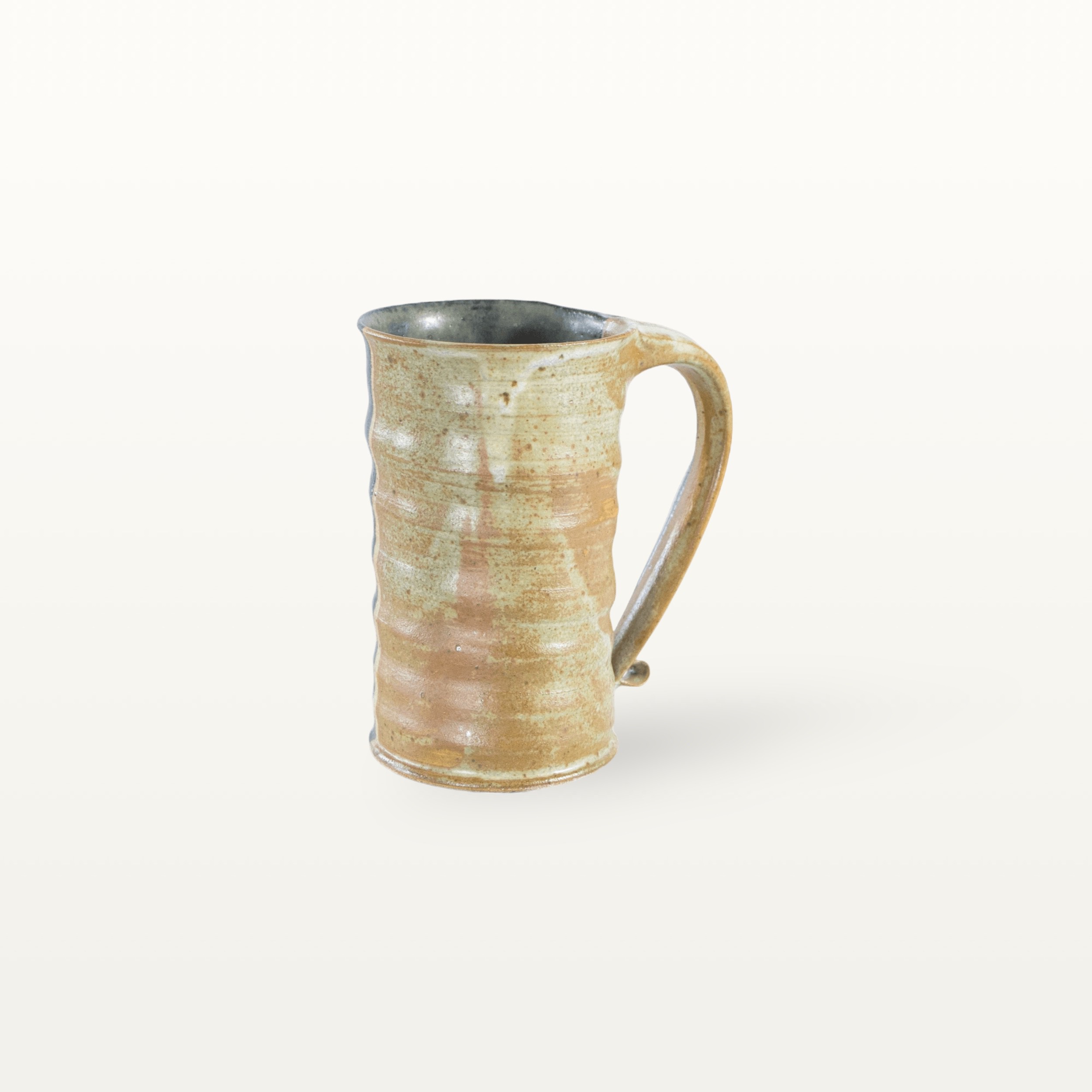 Gerade, hohe Keramiktasse - weiß und blau 11