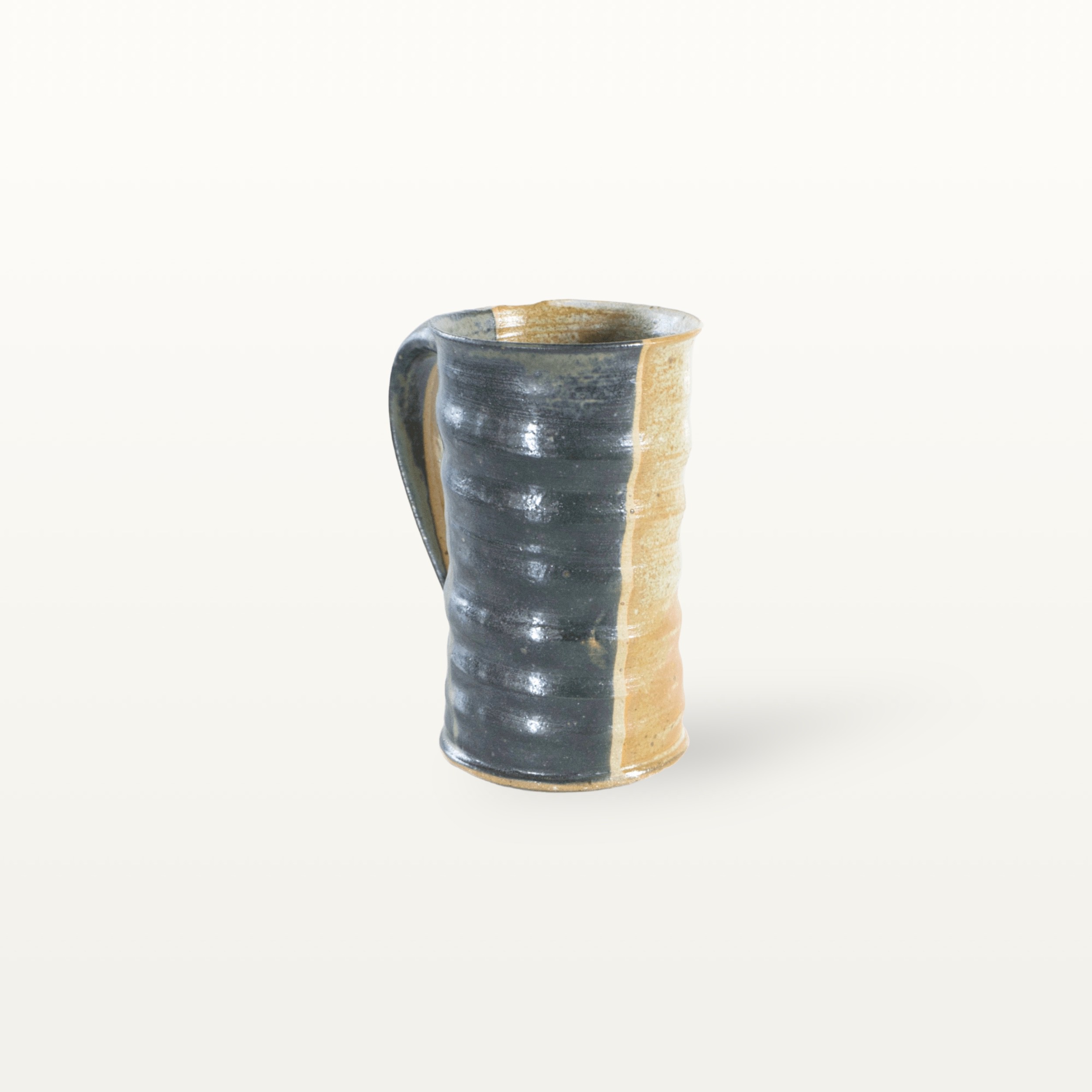 Gerade, hohe Keramiktasse - weiß und blau 2 Gerade, hohe Keramiktasse - weiß und blau – Bild 2