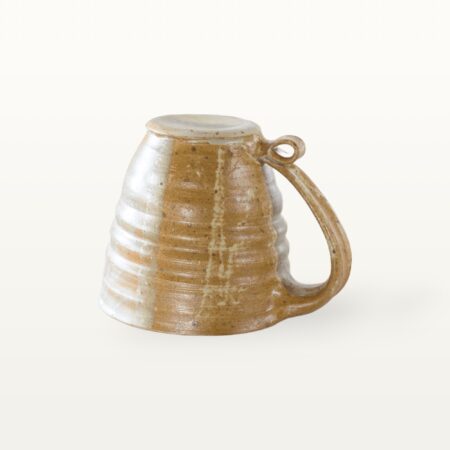 Große bauchige Tasse mit schmalem Fuß - weiß und braun – Bild 3