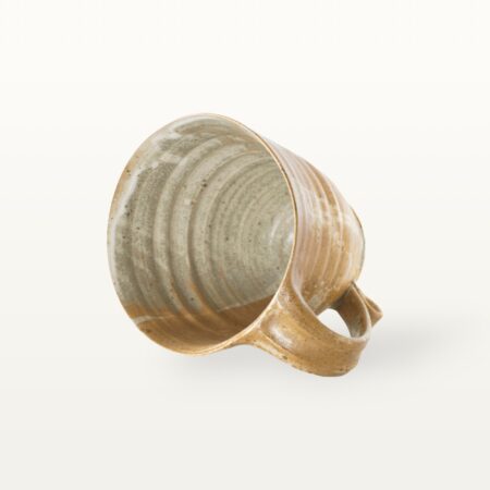 Große bauchige Tasse mit schmalem Fuß - weiß und braun – Bild 4