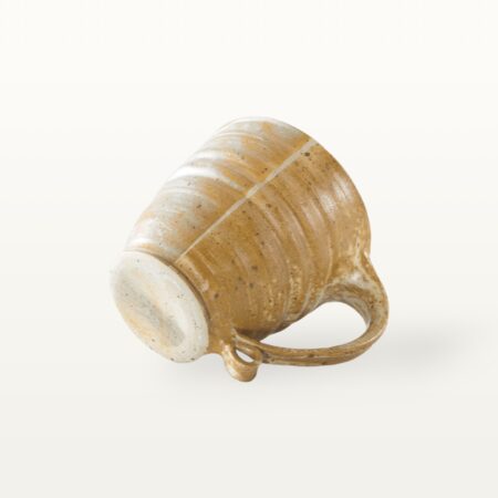 Große bauchige Tasse mit schmalem Fuß - weiß und braun – Bild 5