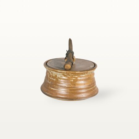 Natürliche Dose mit Holzgriff und Deckel - Dunkelbraun