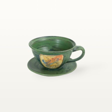 Große Tasse mit Unterteller - Aquarell