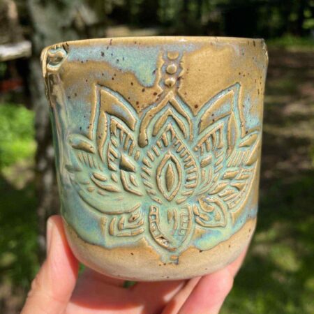 handgemachte Tasse Lotus - Türkis – Bild 5