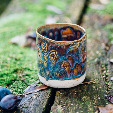 getöpferter Becher Lotus - Blau 13 getöpferter Becher Lotus - Blau – Bild 6