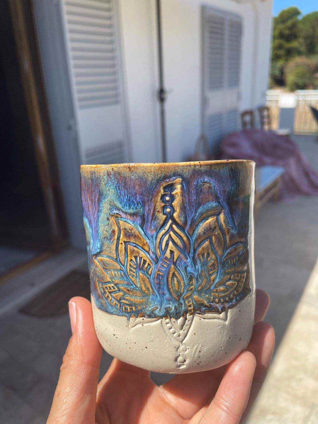 getöpferter Becher Lotus - Blau 7 getöpferter Becher Lotus - Blau – Bild 7
