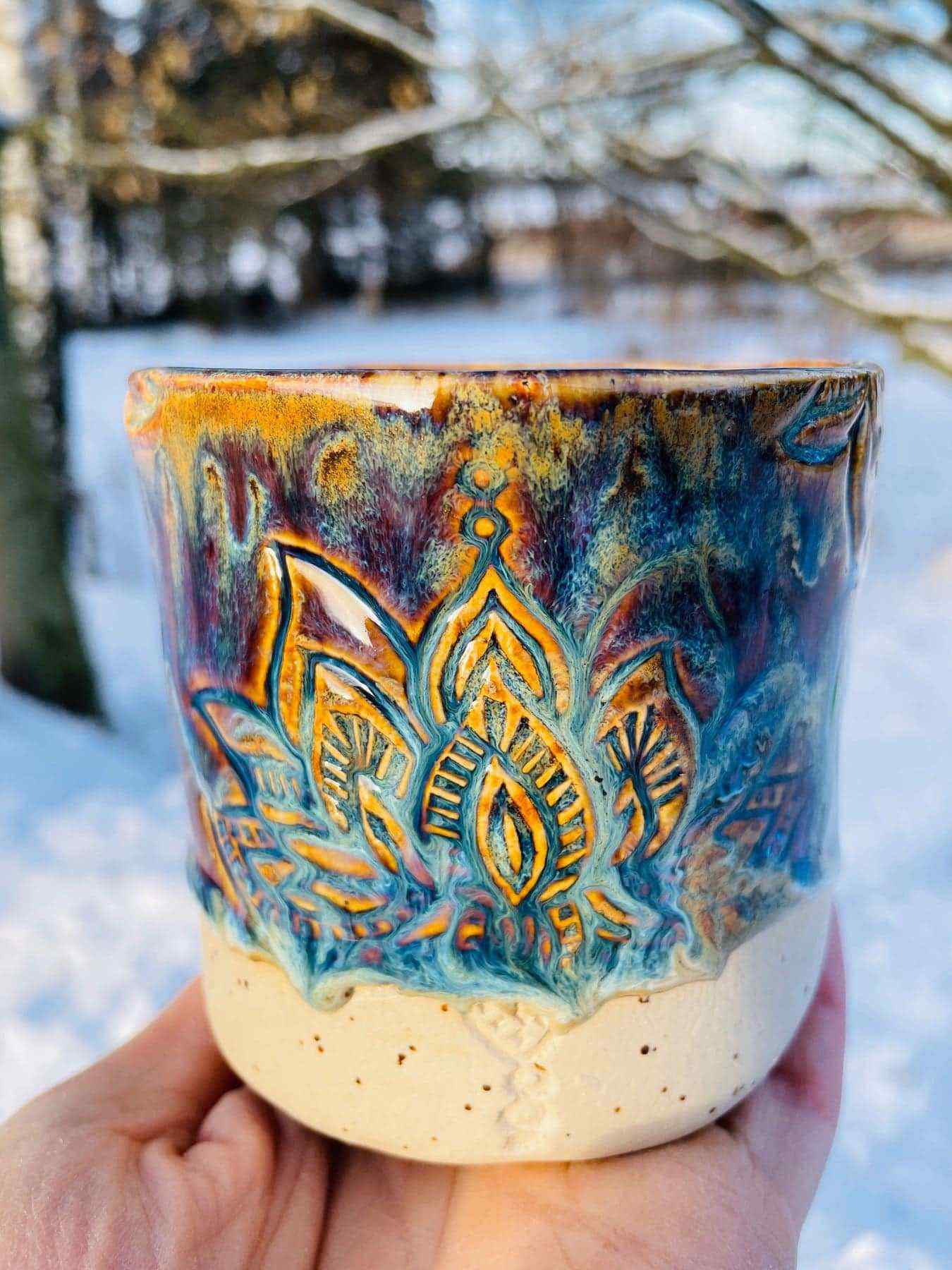 getöpferter Becher Lotus - Blau 8 getöpferter Becher Lotus - Blau – Bild 8
