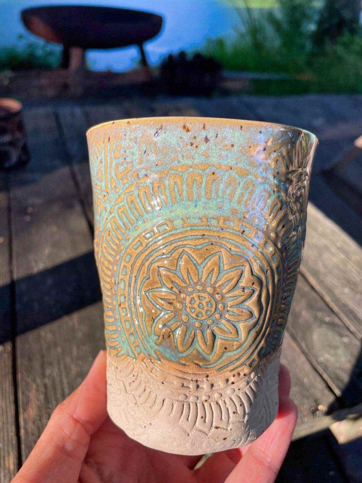 Yoga Becher Mandala - Türkis 2 Yoga Becher Mandala - Türkis – Bild 2