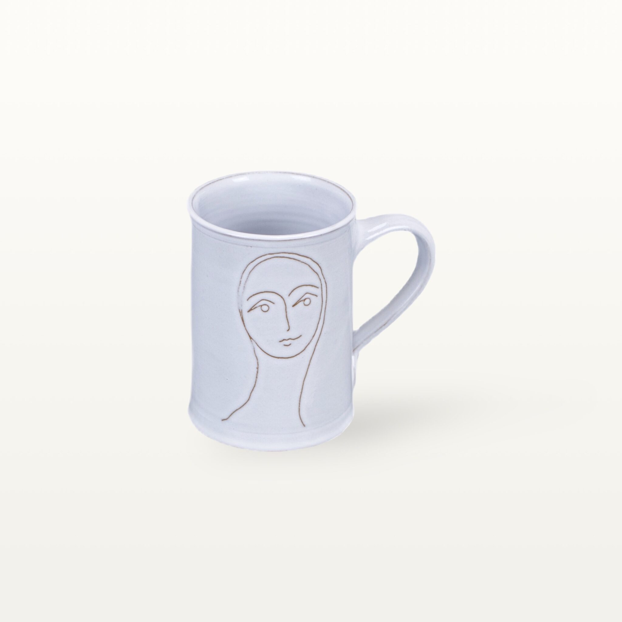 Kleine Keramik Tasse "Gesichtspunkte" - Frauengesicht 1 Kleine Keramik Tasse "Gesichtspunkte" - Frauengesicht