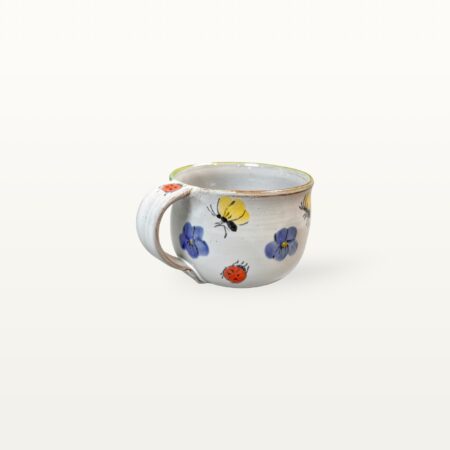 Kaffeetasse mit schöner Insekten- und Blumenmalerei – Bild 3