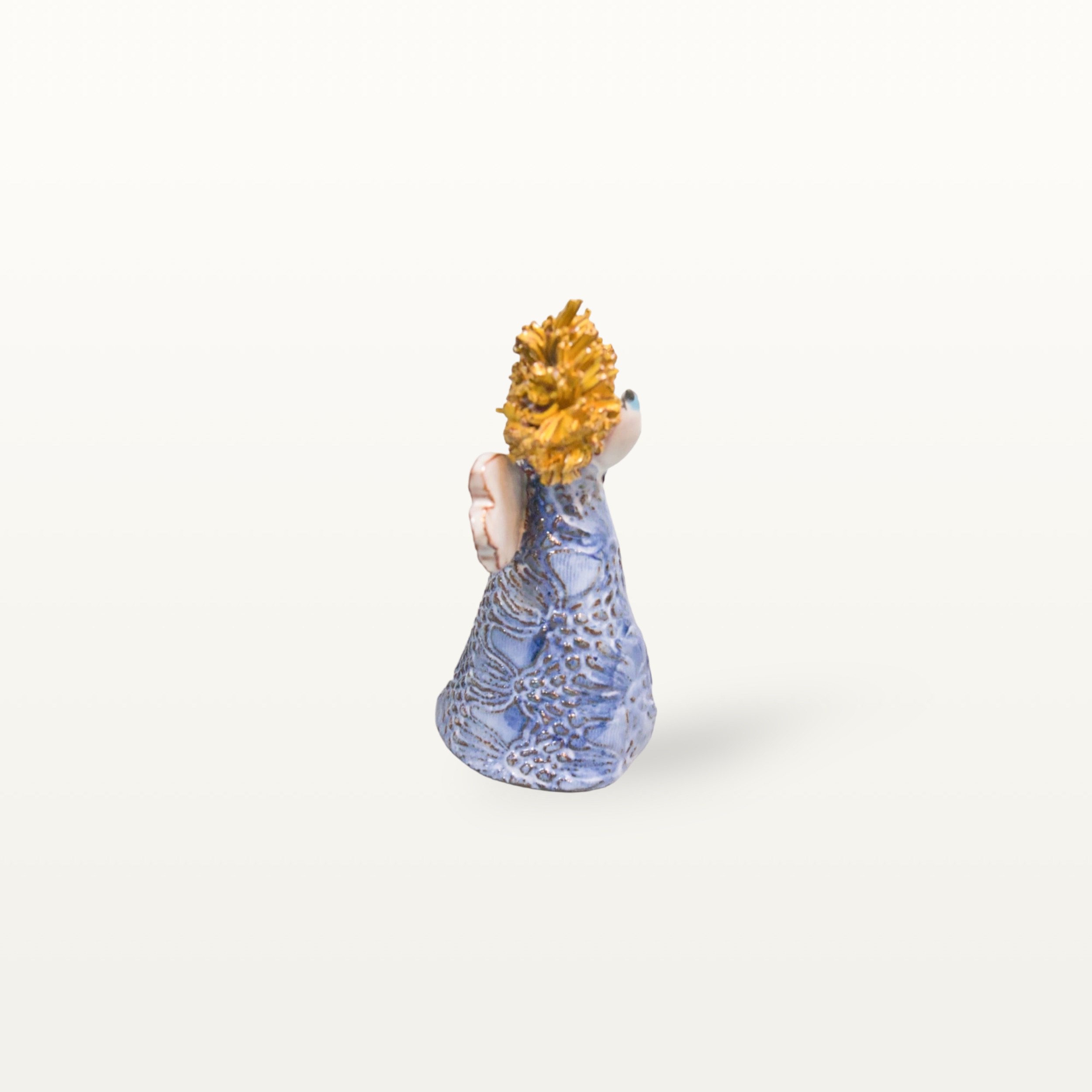 Mittelgroße, blaue Schutzengel Figur aus Keramik 3 Mittelgroße, blaue Schutzengel Figur aus Keramik – Bild 3