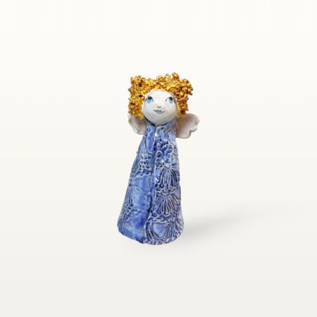 Große, blaue Schutzengel Figur aus Keramik 7 Große, blaue Schutzengel Figur aus Keramik – Bild 4