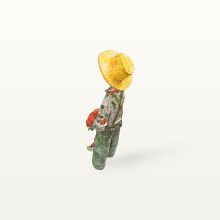 Handgemachte Keramik Figur als Gärtner mit Blumenstrauß – Bild 4