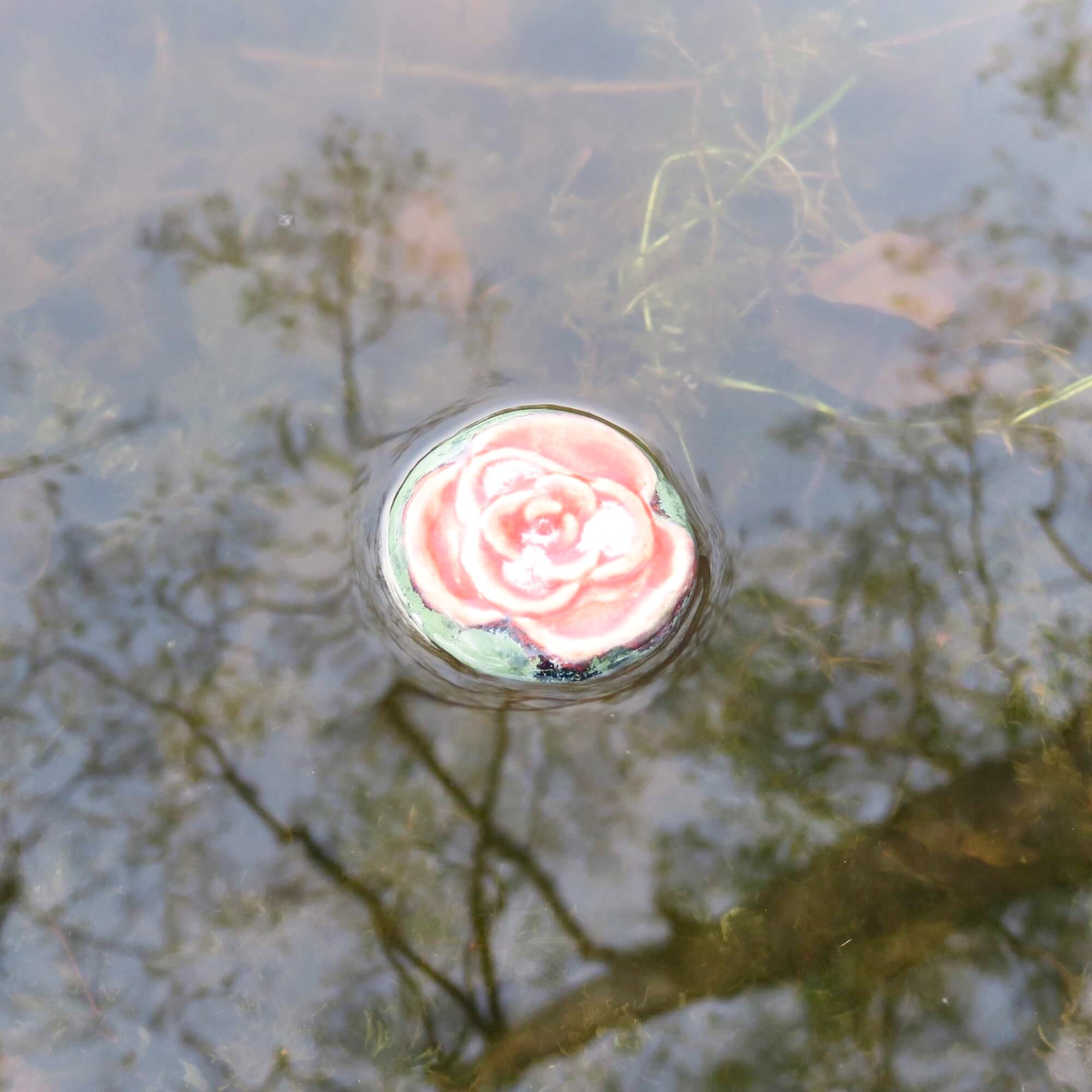 Alternative view of Schwimm-Blumen für den Gartenteich - Grün-Rot