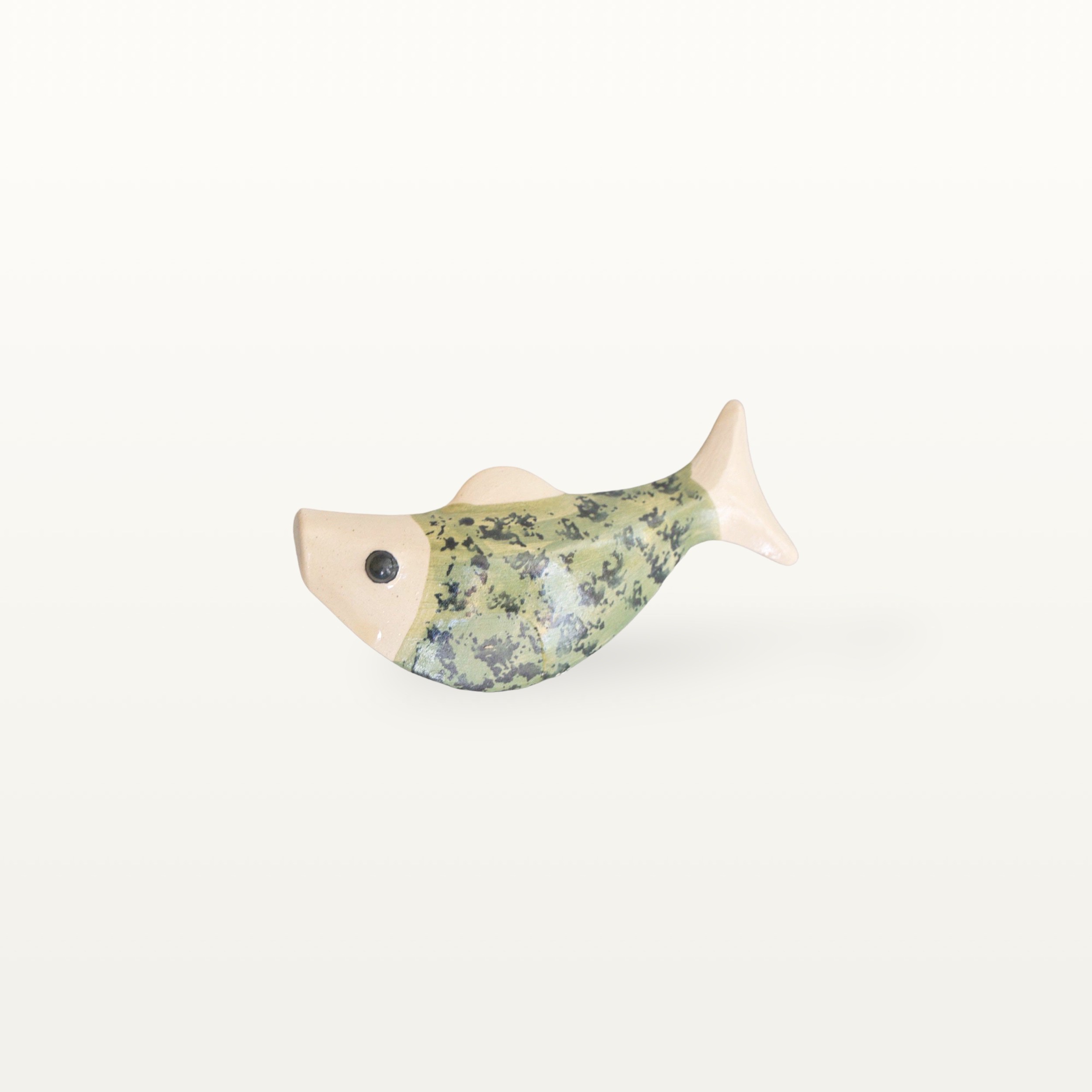 Schwimmender Keramik Fisch - Grün mit Punkten 4 Schwimmender Keramik Fisch - Grün mit Punkten – Bild 4