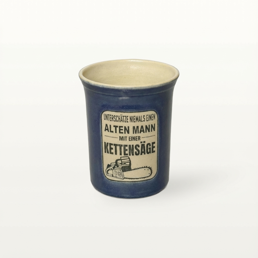 Große Tasse - Graphico Klartext - Kettensäge - Blau 1 Große Tasse - Graphico Klartext - Kettensäge - Blau