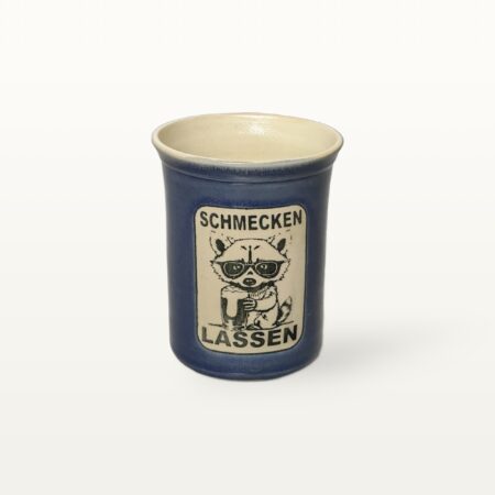 Große Tasse - Graphico Klartext - Waschbär - Blau