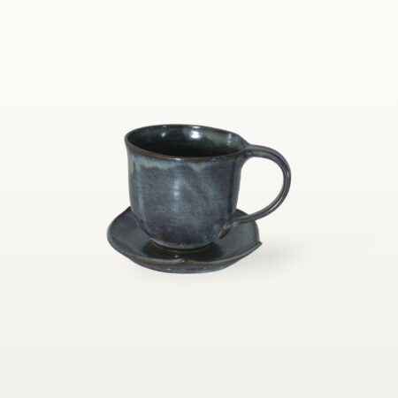 Blaue Cafe au lait Tasse "Sylvia" mit Untertasse