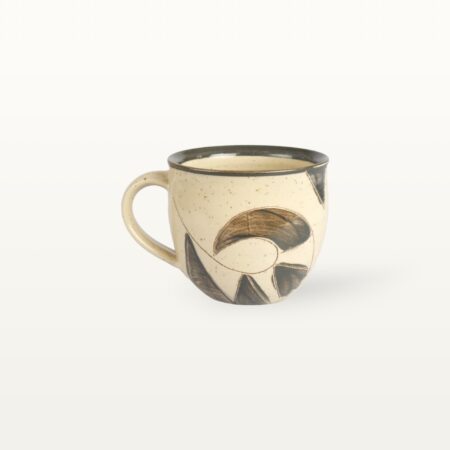 Bauchige Tasse "Schmunzelkatze" - Schwarz