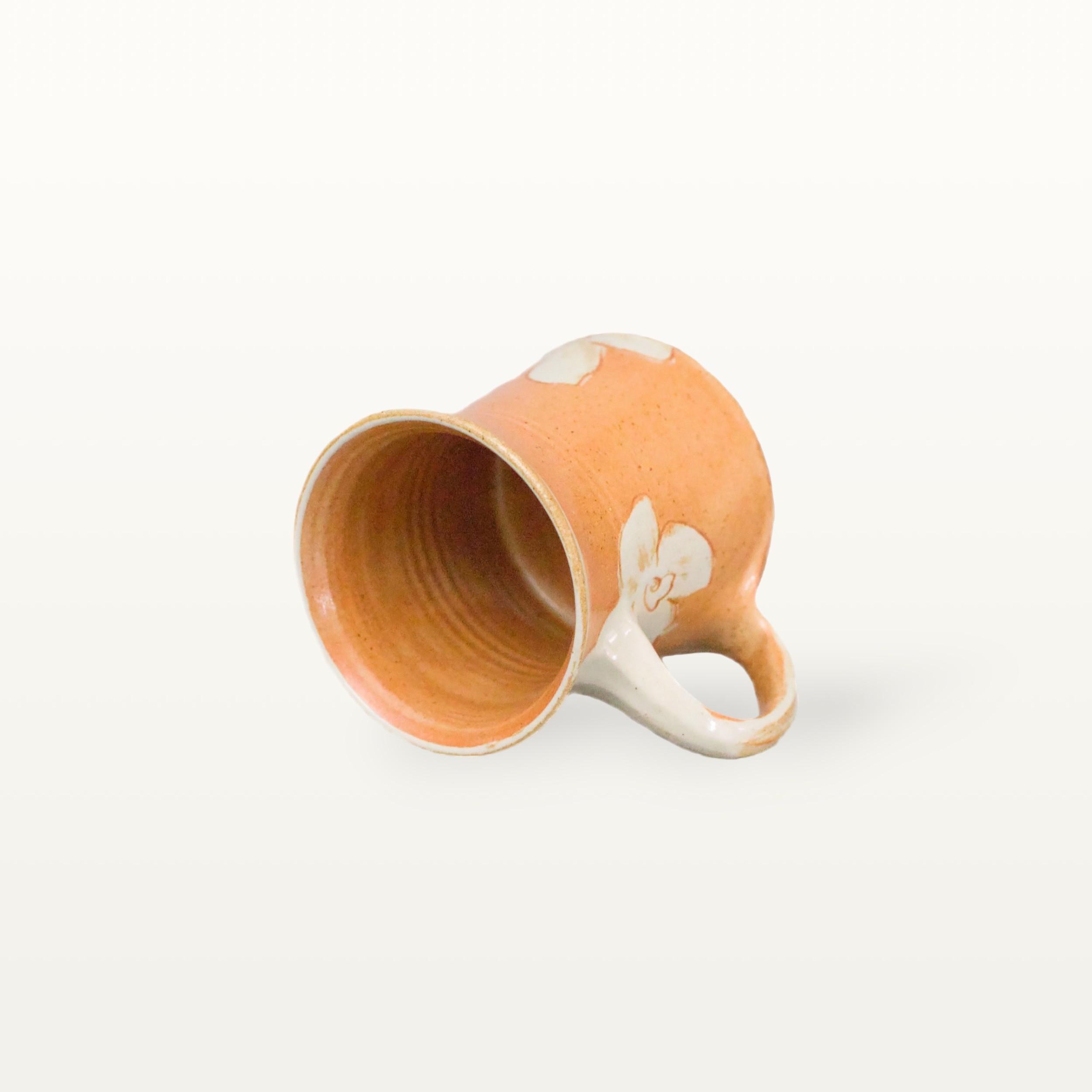 Mittlere Keramiktasse - Shino mit Blume 2 Mittlere Keramiktasse - Shino mit Blume – Bild 2