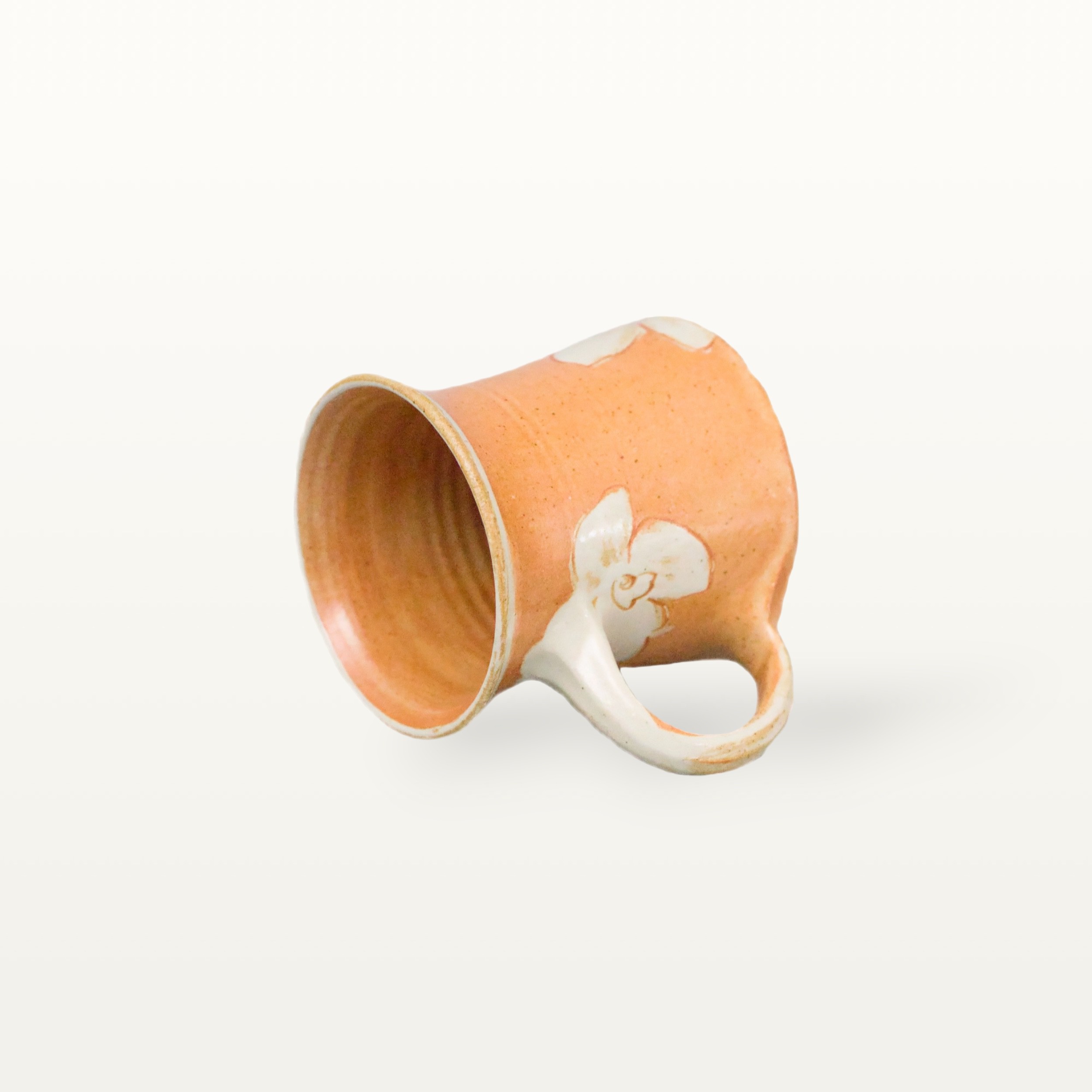 Mittlere Keramiktasse - Shino mit Blume 5 Mittlere Keramiktasse - Shino mit Blume – Bild 5