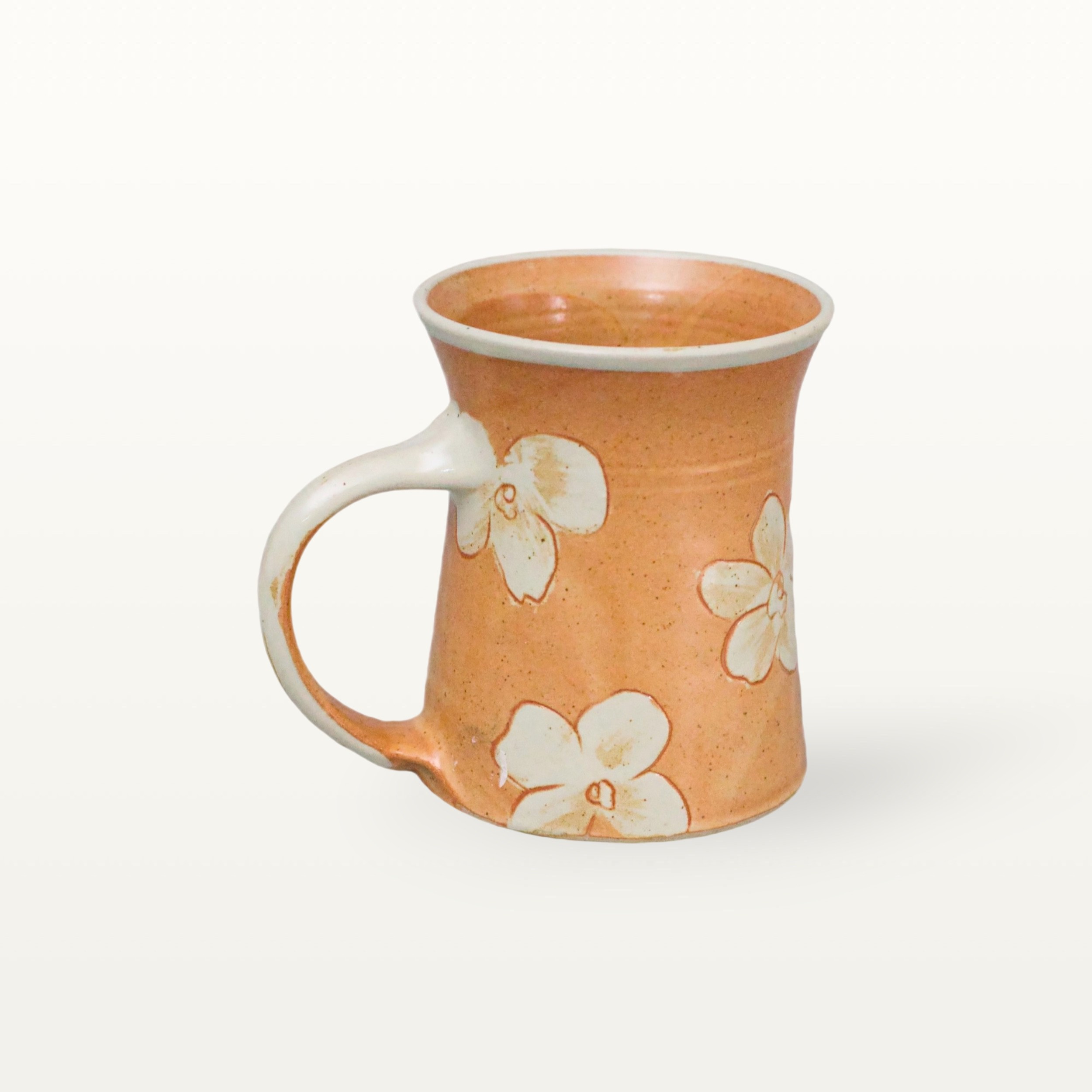 Große Keramiktasse - Shino mit Blume 2 Große Keramiktasse - Shino mit Blume – Bild 2