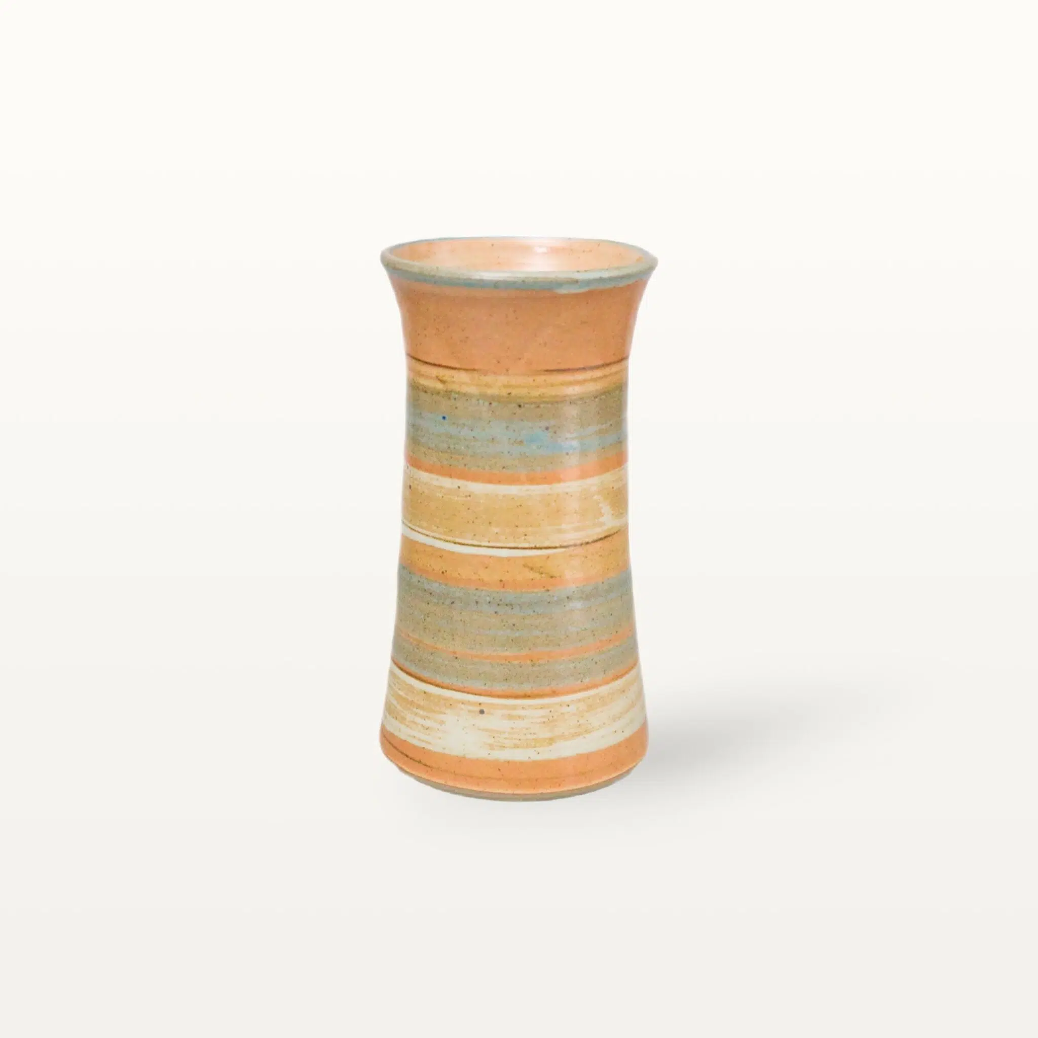 Keramikvase - Shino - Blau-Bunt gestreift 5 Keramikvase - Shino - Blau-Bunt gestreift – Bild 5