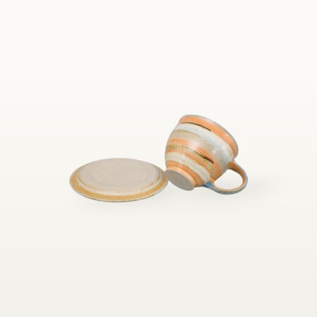 Tasse mit Untertasse - Shino - bunt gestreift – Bild 6