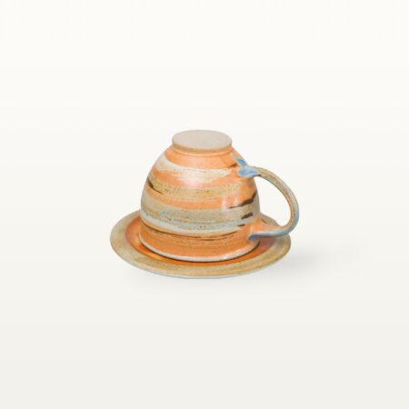 Tasse mit Untertasse - Shino - bunt gestreift – Bild 2