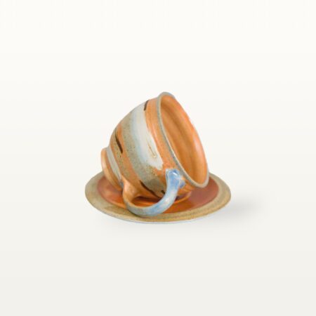 Tasse mit Untertasse - Shino - bunt gestreift – Bild 4