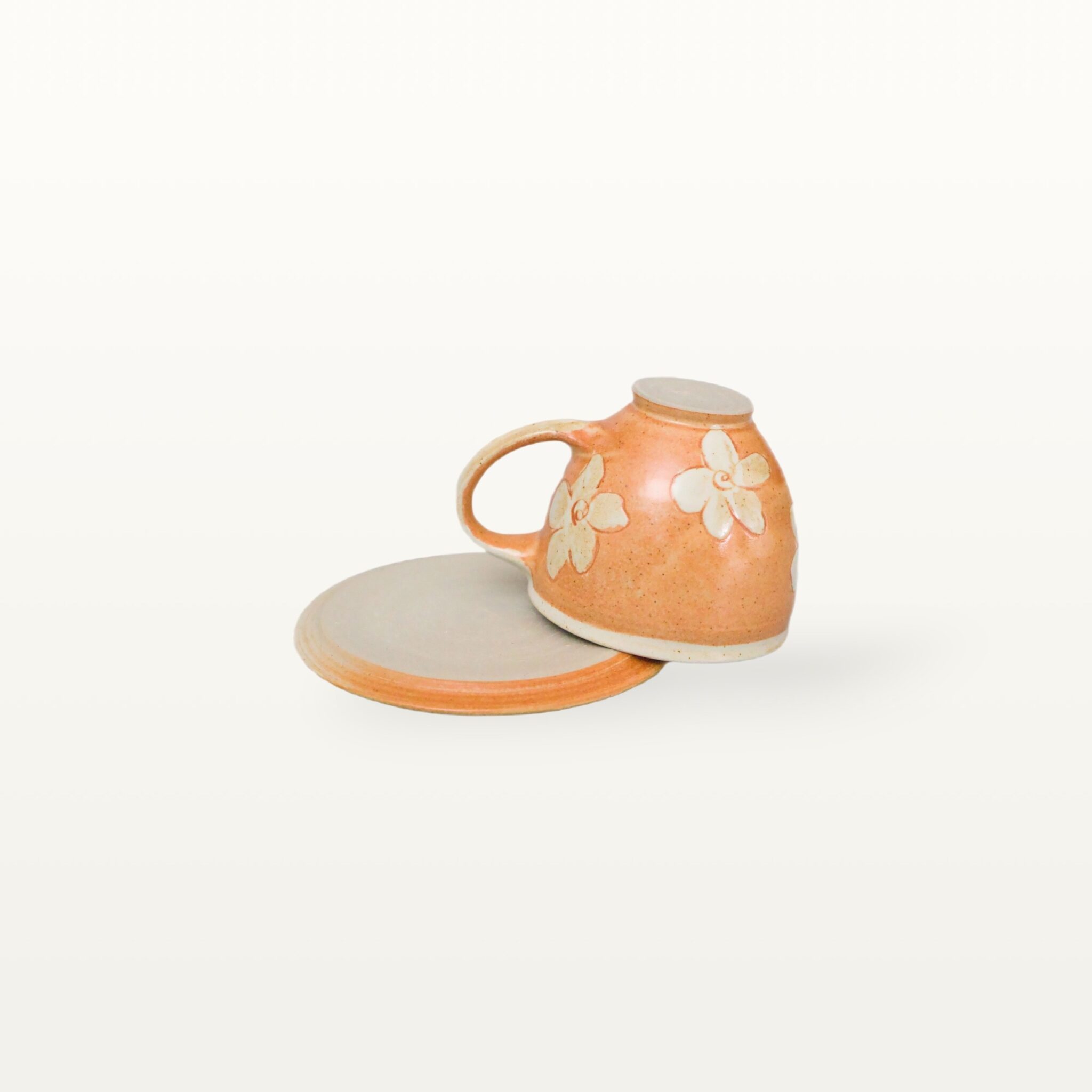 Tasse mit Untertasse - Shino - weiße Blume 5 Tasse mit Untertasse - Shino - weiße Blume – Bild 5