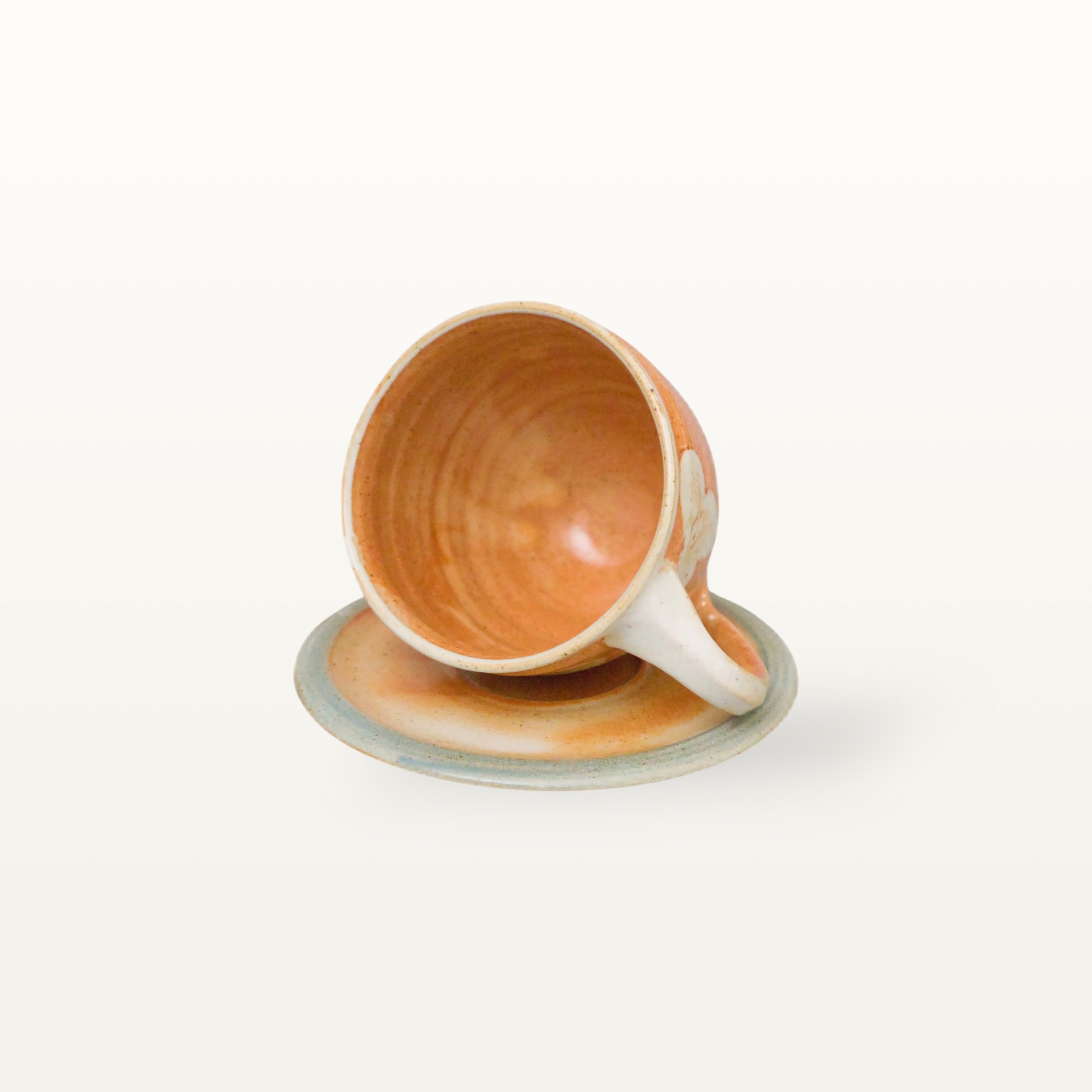 Tasse mit Untertasse - Shino - weiße Blume 3 Tasse mit Untertasse - Shino - weiße Blume – Bild 3
