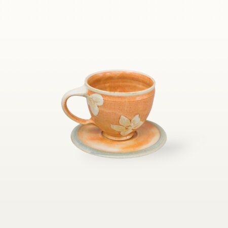 Tasse mit Untertasse - Shino - weiße Blume 8 Tasse mit Untertasse - Shino - weiße Blume – Bild 4