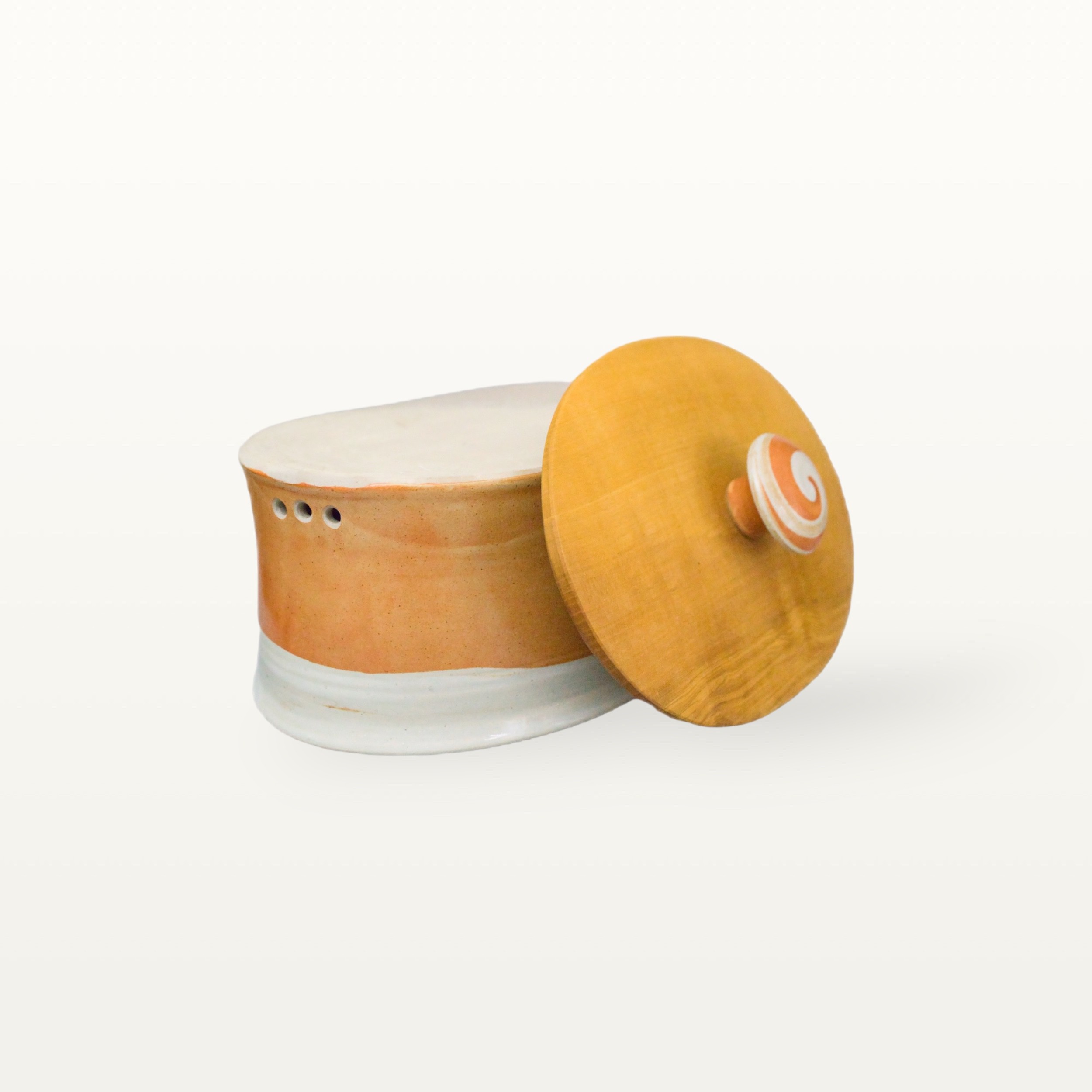 Ovaler Brottopf mit Holzdeckel - Shino 5 Ovaler Brottopf mit Holzdeckel - Shino – Bild 5
