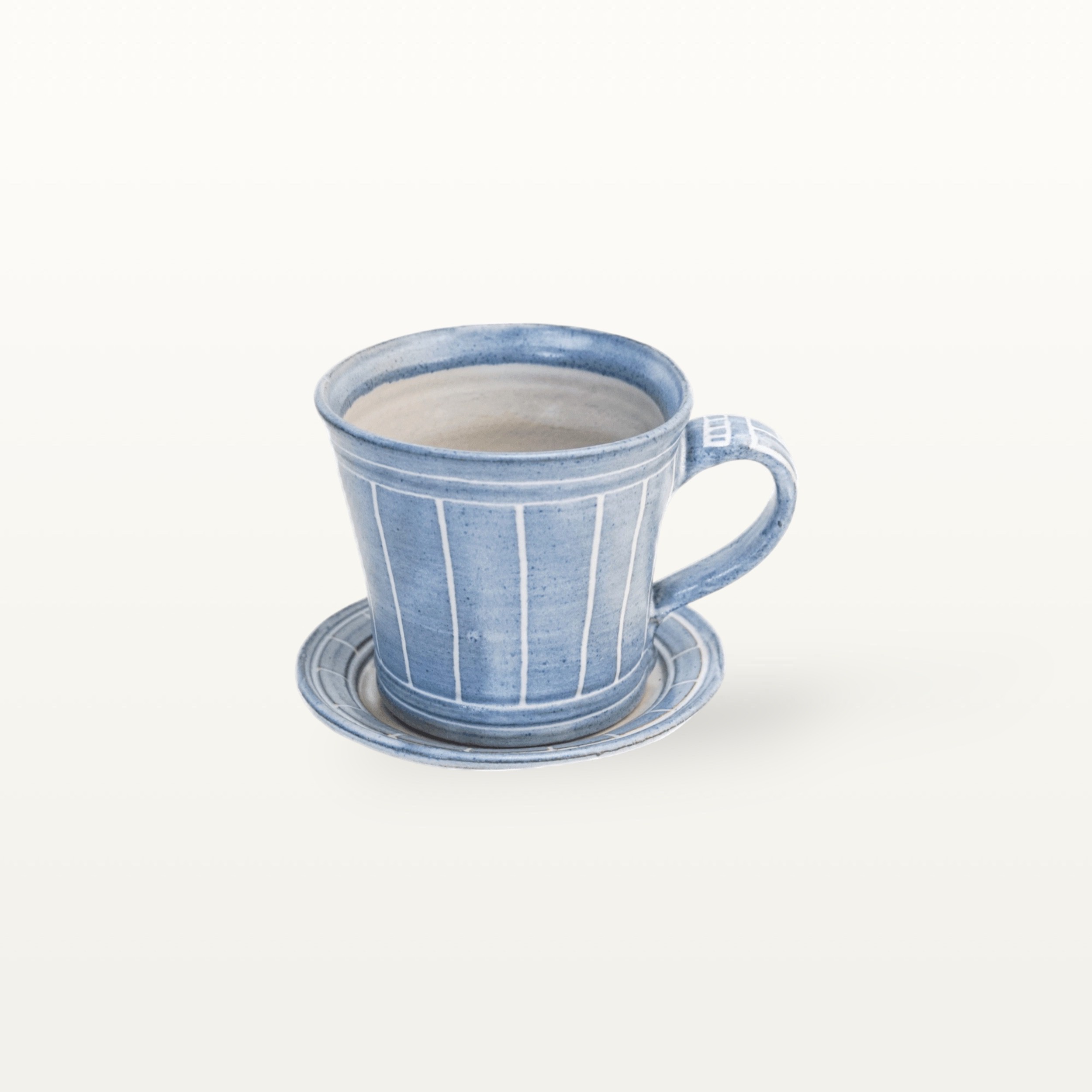 Konische Tasse mit Untertasse "Feinstrich Blau" 1 Konische Tasse mit Untertasse "Feinstrich Blau"