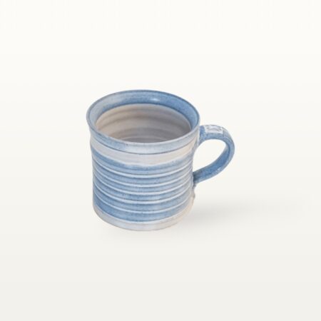 Zylindrische Tasse "Feinstrich Blau" - geringelt