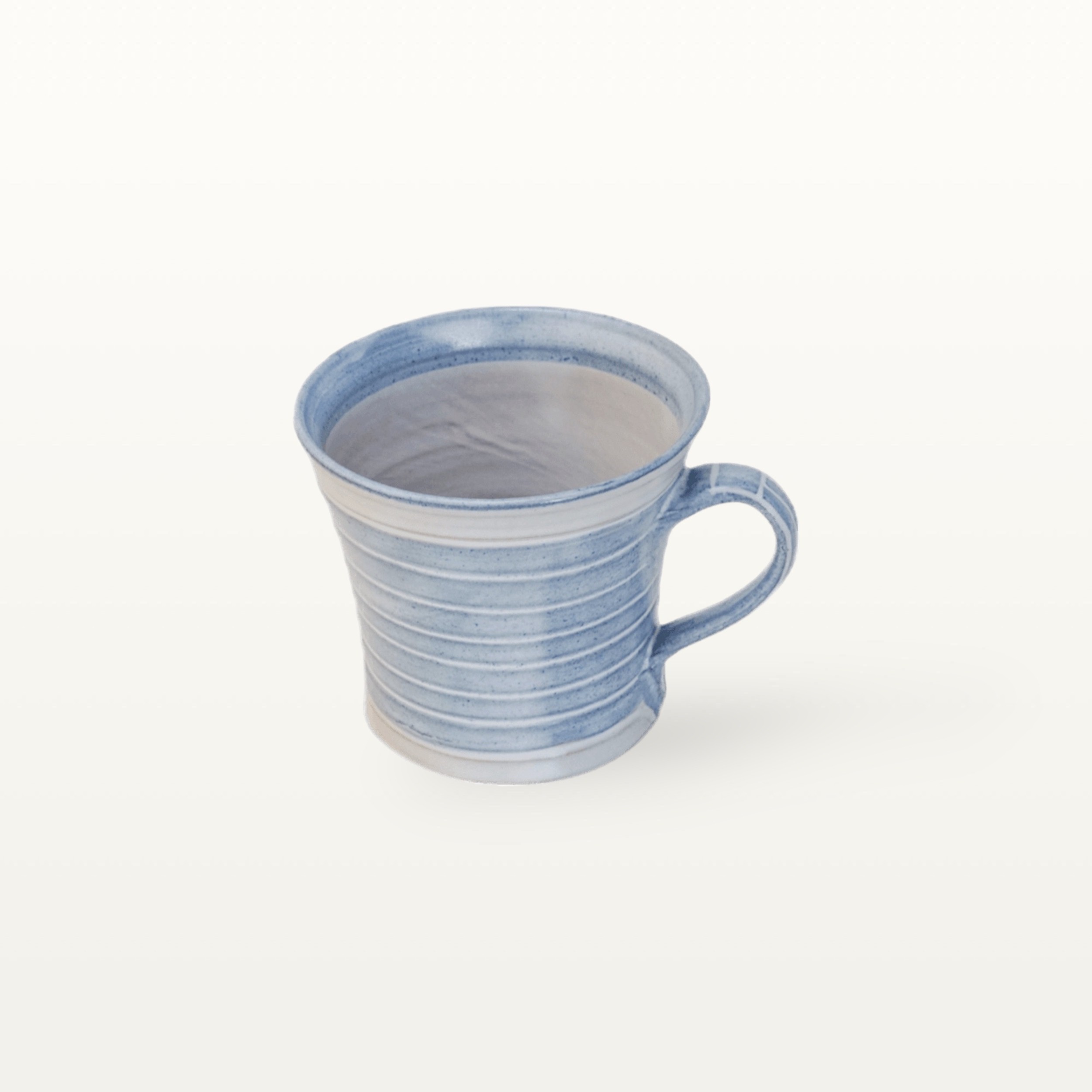 Konische Tasse "Feinstrich Blau" - geringelt 1 Konische Tasse "Feinstrich Blau" - geringelt